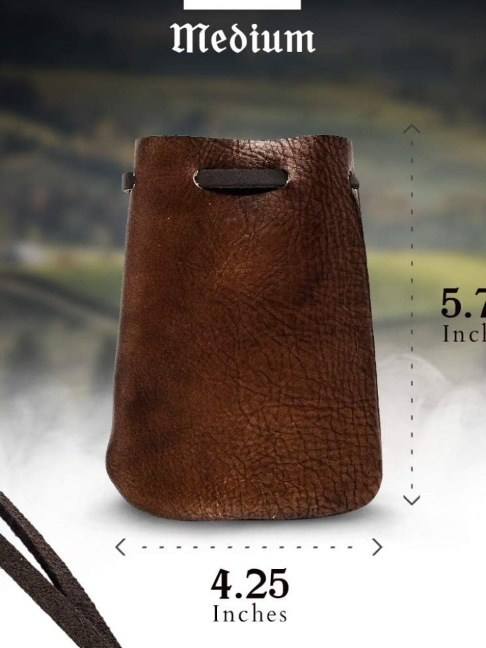 Leather Drawstring Pouch, Coin Bag, Medicine Tobacco Pouch Medieval Reenactment - Picture 2 of 7
